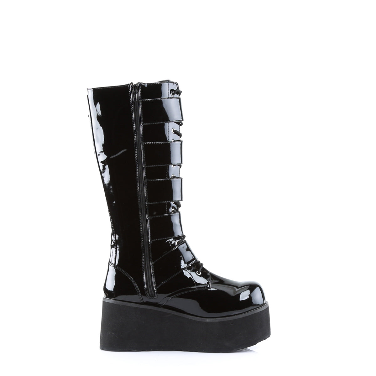 3 1/4" PF Goth Punk Pat Knee BT 5 Buckled W/ Zipper (Demonia TRA518/B)