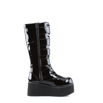 3 1/4" PF Goth Punk Pat Knee BT 5 Buckled W/ Zipper (Demonia TRA518/B)