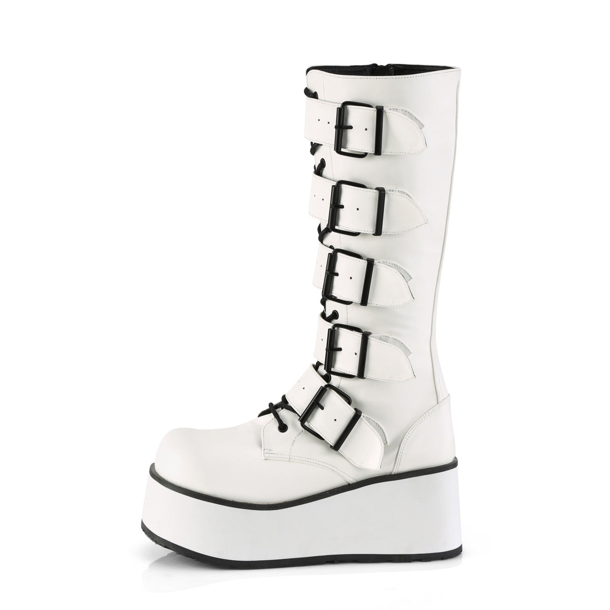 3 1/4" PF Goth Punk Pat Knee BT 5 Buckled W/ Zipper (Demonia TRA518/B)