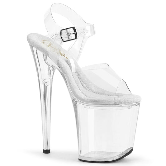 8" Heel, 4" PF Ankle Strap Sandal w/Accessible Compartment (Pleaser TRE808FLA/C/M)
