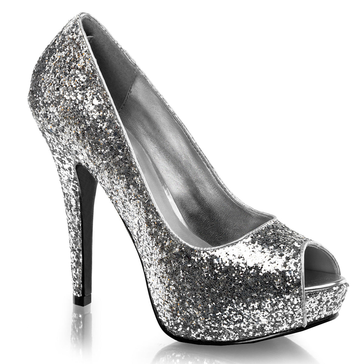 *5" Heel, 1" PF Glitter Peep Toe Pump, 80's, New Wave (Fabulicious TWI18G/S)