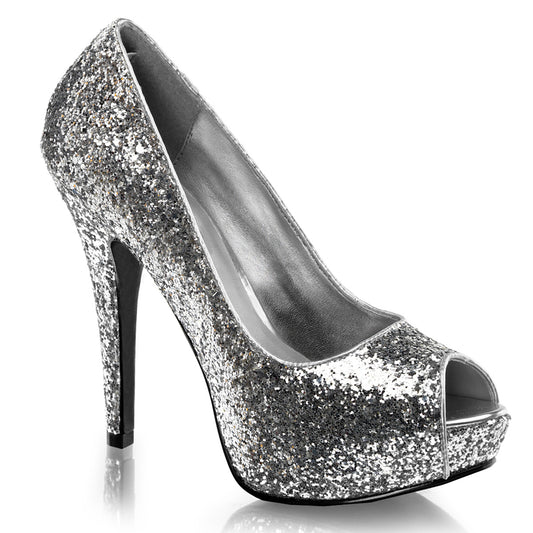 *5" Heel, 1" PF Glitter Peep Toe Pump, 80's, New Wave (Fabulicious TWI18G/S)