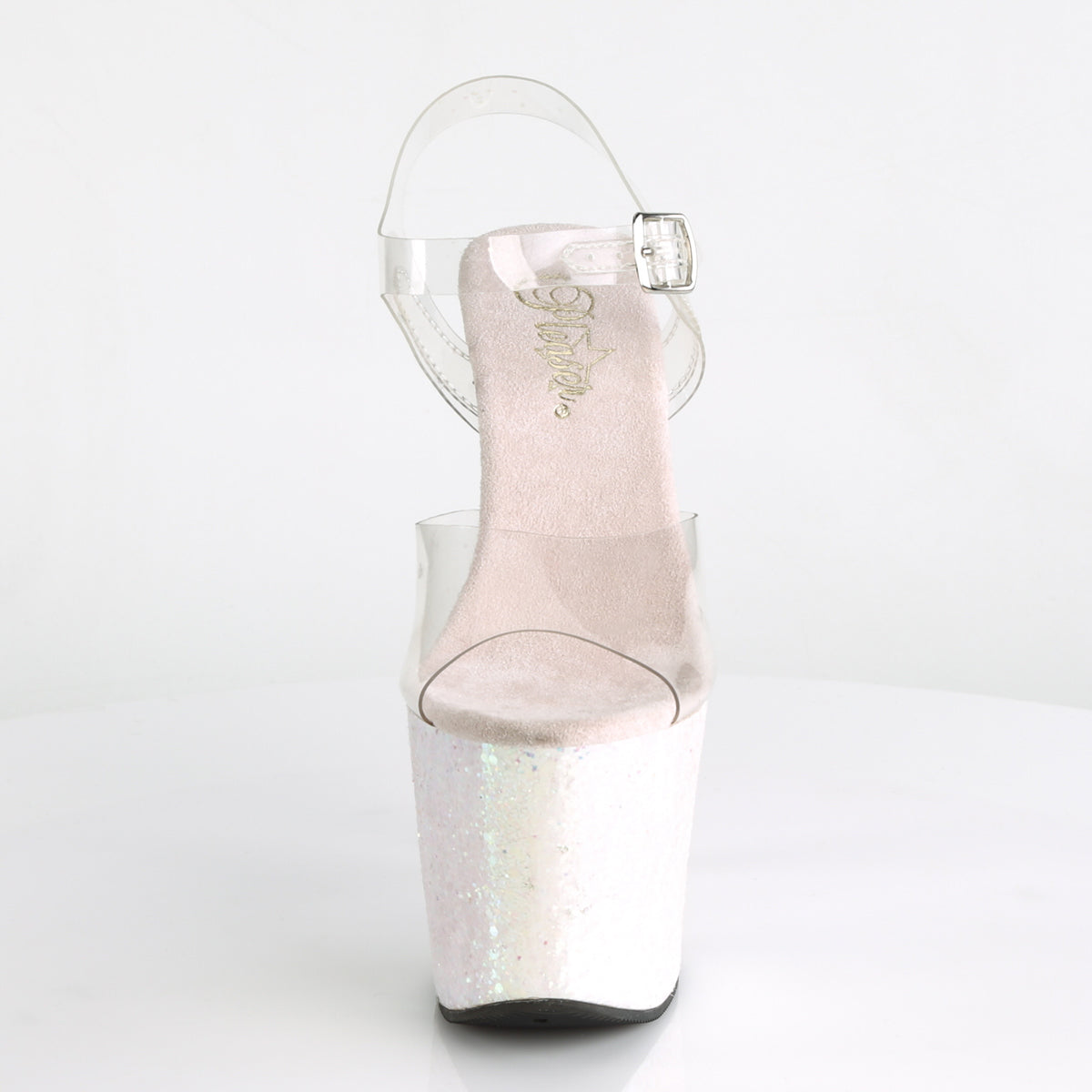 7" Heel, 3 1/4" PF Ankle Strap Sandal w/ Unicorn Heel (Pleaser UNI708LG/C/OPG)
