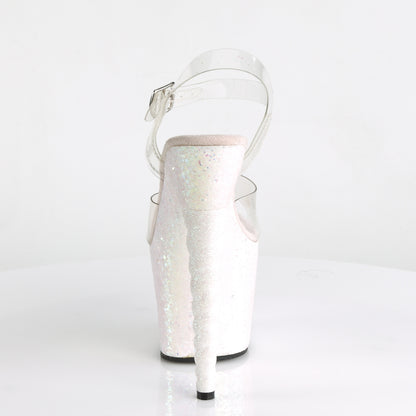 7" Heel, 3 1/4" PF Ankle Strap Sandal w/ Unicorn Heel (Pleaser UNI708LG/C/OPG)