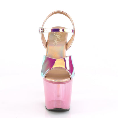 7" Heel, 3 1/4" PF Ankle Strap Sandal w/ Unicorn Heel (Pleaser UNI711T/PNTPU/BGUMPN)