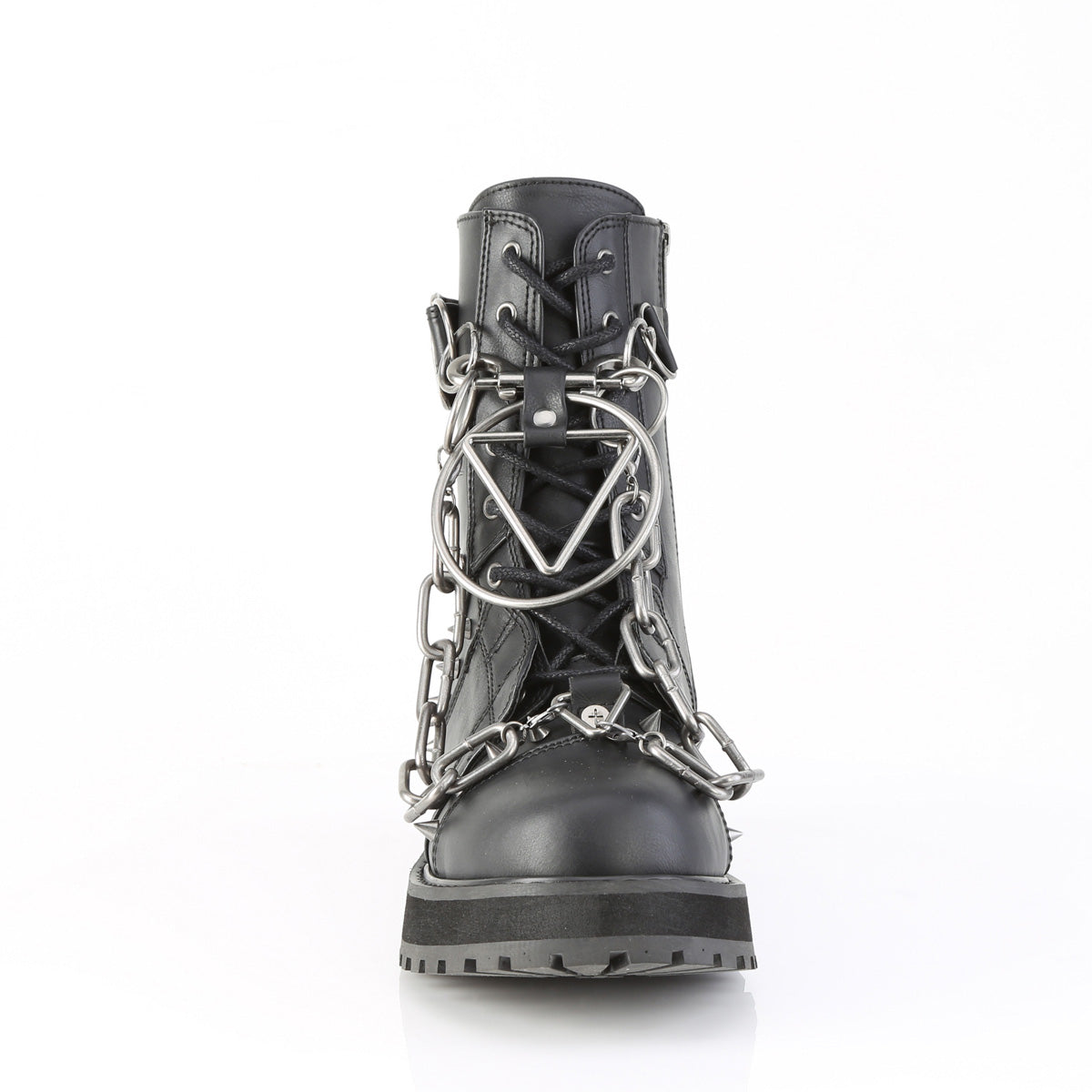 1 1/2" Platform Lace-Up Front Ankle Boot, Side Zip (Demonia VAL204/BVL)