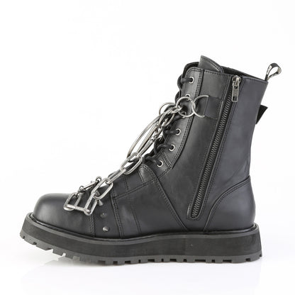 1 1/2" Platform Lace-Up Front Ankle Boot, Side Zip (Demonia VAL204/BVL)