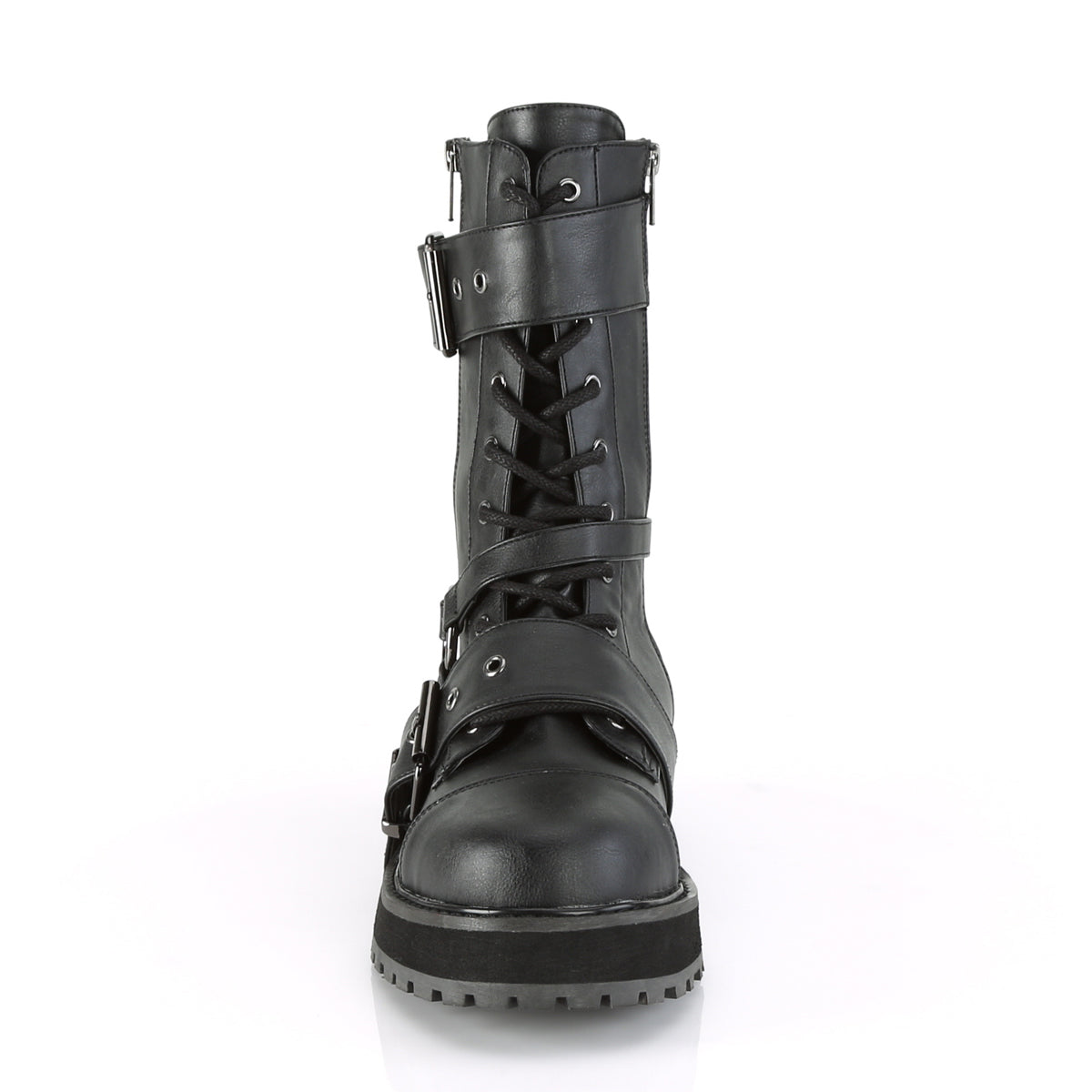 1 1/2" Platform Lace-Up Mid-Calf Boot, Side Zip (Demonia VAL220/BVL)
