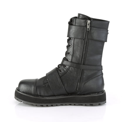 1 1/2" Platform Lace-Up Mid-Calf Boot, Side Zip (Demonia VAL220/BVL)