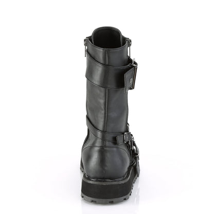 1 1/2" Platform Lace-Up Mid-Calf Boot, Side Zip (Demonia VAL220/BVL)