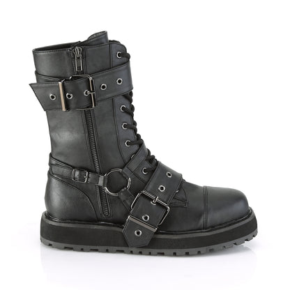 1 1/2" Platform Lace-Up Mid-Calf Boot, Side Zip (Demonia VAL220/BVL)