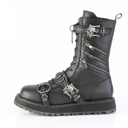1 1/2" Platform Lace-Up Front Calf Boot, Side Zip (Demonia VAL240/BVL)