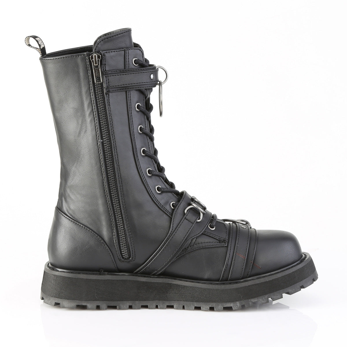 1 1/2" Platform Lace-Up Front Calf Boot, Side Zip (Demonia VAL240/BVL)