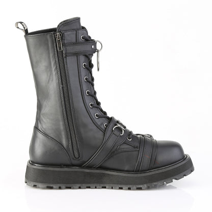 1 1/2" Platform Lace-Up Front Calf Boot, Side Zip (Demonia VAL240/BVL)