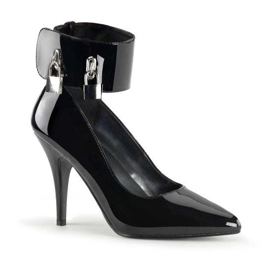 4" Pump W/ Locking Ankle Cuff & Padlocks (Pleaser VAN434/B)