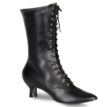 2 3/4" Heel Front Lace Up Mid Calf Boot w/Inner Side Zip (Funtasma VIC120/B/PU)
