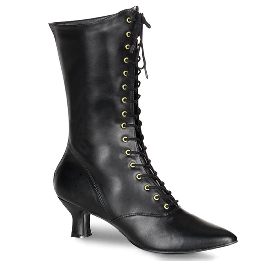 2 3/4" Heel Front Lace Up Mid Calf Boot w/Inner Side Zip (Funtasma VIC120/B/PU)
