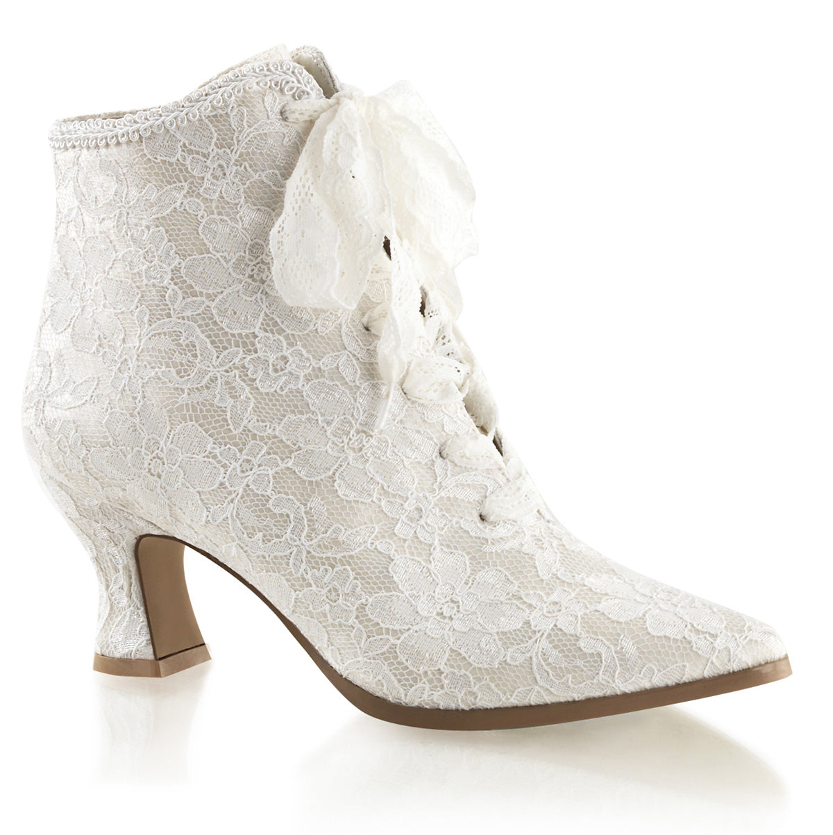 **2 3/4" Flaired Heel Lace Up Ankle Bootie w/Lace Overlay (Fabulicious VIC30/CHASA)