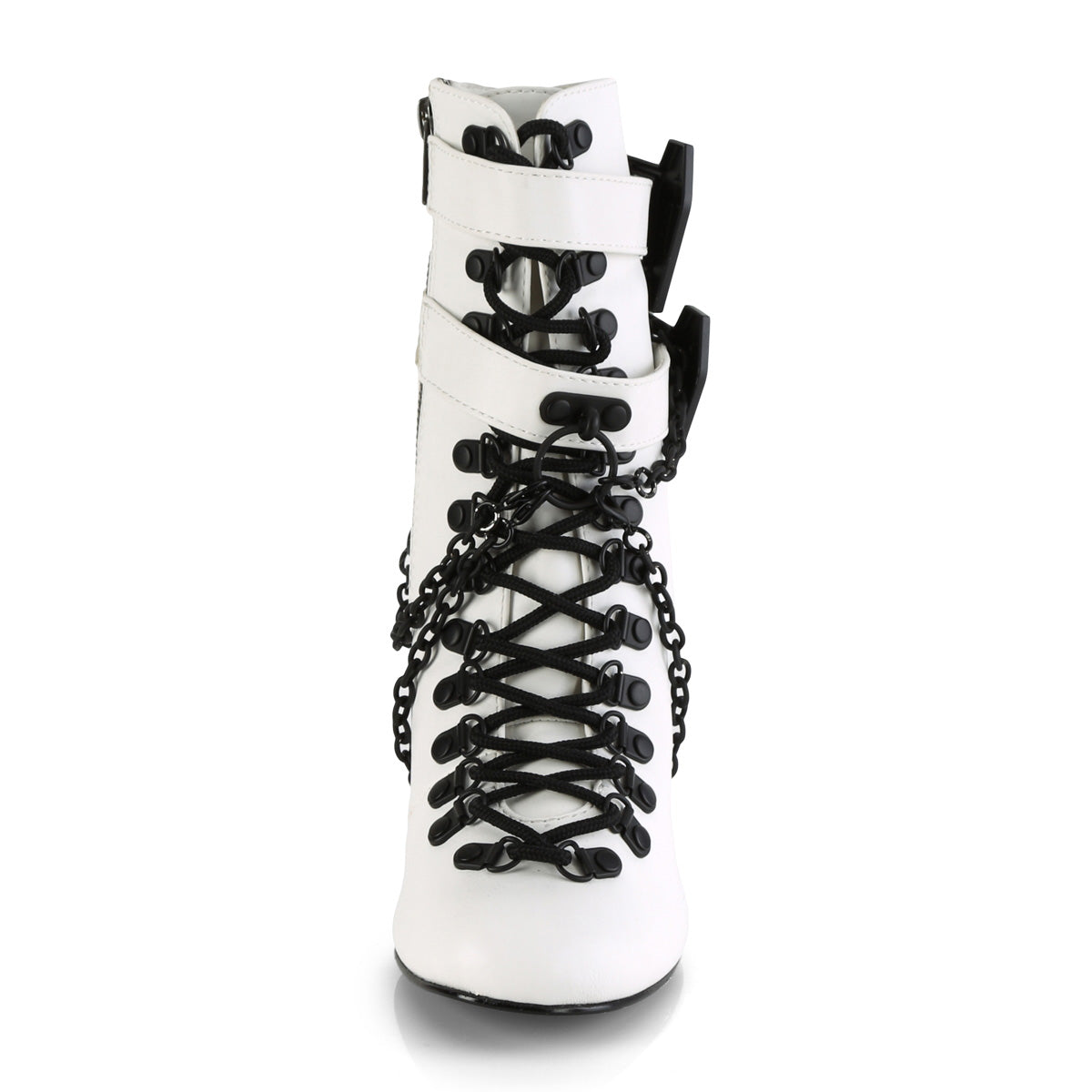 **3" Block Heel Round Toe D-ring Lace-Up Ankle Boot,Size Zip (Demonia VIK128/B)