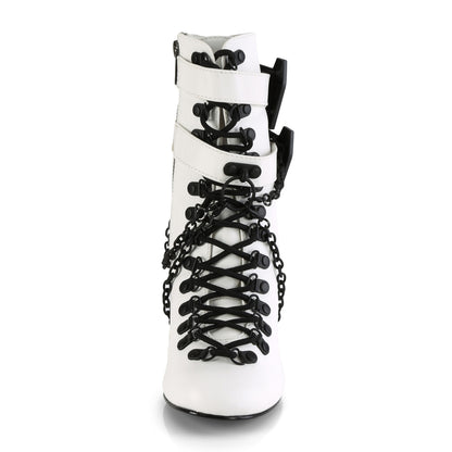 **3" Block Heel Round Toe D-ring Lace-Up Ankle Boot,Size Zip (Demonia VIK128/B)
