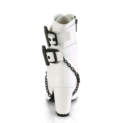 **3" Block Heel Round Toe D-ring Lace-Up Ankle Boot,Size Zip (Demonia VIK128/B)
