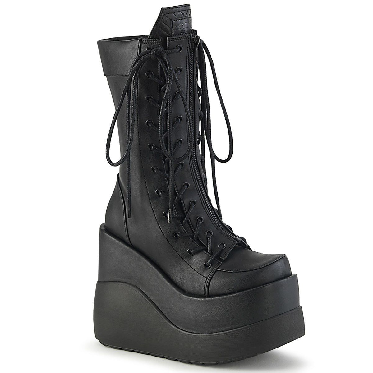 **5" Wedge Tiered PF Outside Lace-Up Mid-Calf BT, Center Zip (Demonia VOID118/BVL)