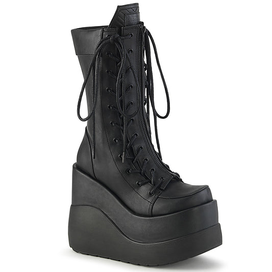 **5" Wedge Tiered PF Outside Lace-Up Mid-Calf BT, Center Zip (Demonia VOID118/BVL)