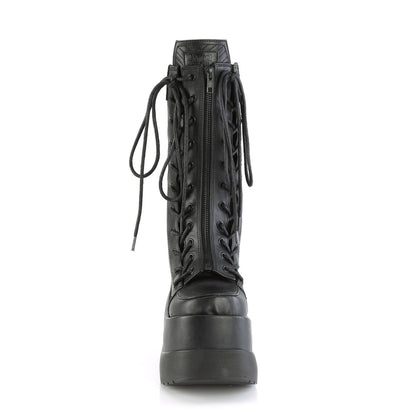 **5" Wedge Tiered PF Outside Lace-Up Mid-Calf BT, Center Zip (Demonia VOID118/BVL)