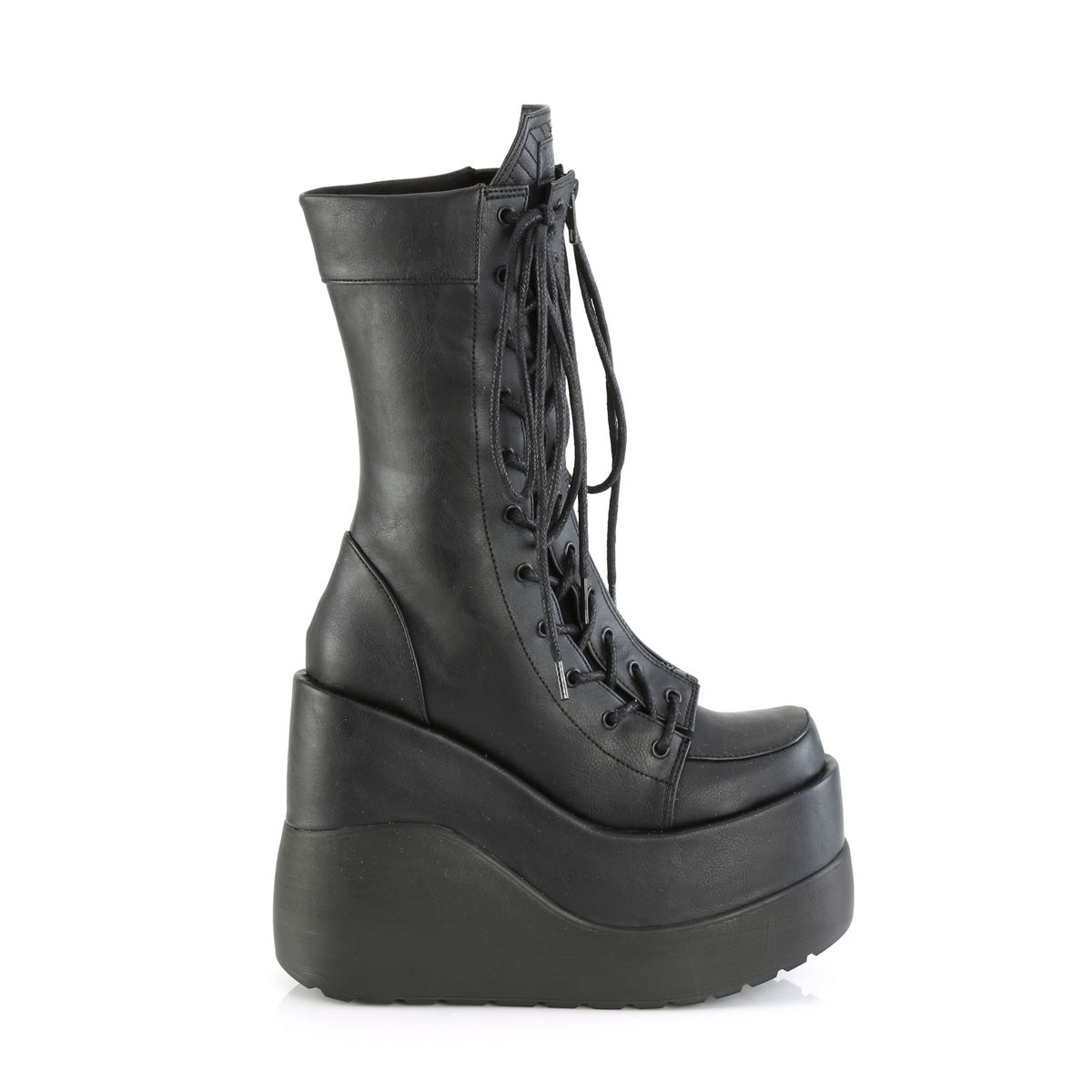 **5" Wedge Tiered PF Outside Lace-Up Mid-Calf BT, Center Zip (Demonia VOID118/BVL)