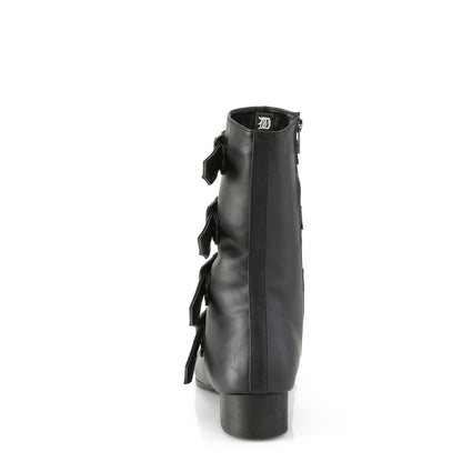 1 1/2" Block Heel Pointed Toe Mid-Calf Boot, Side Zip (Demonia WAR110-C/BVL)