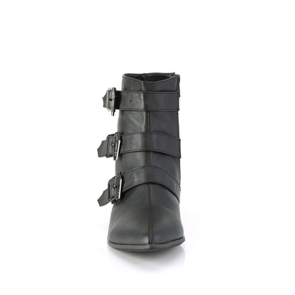 1 1/2" Block Heel Pointed Toe Ankle Boot, Side Zip (Demonia WAR50-C/BVL)