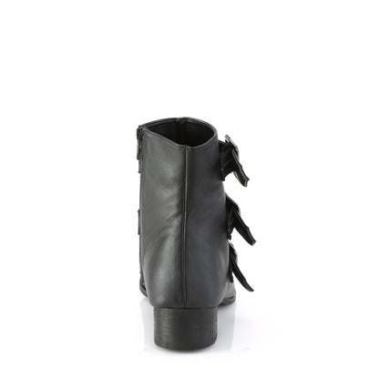1 1/2" Block Heel Pointed Toe Ankle Boot, Side Zip (Demonia WAR50-C/BVL)