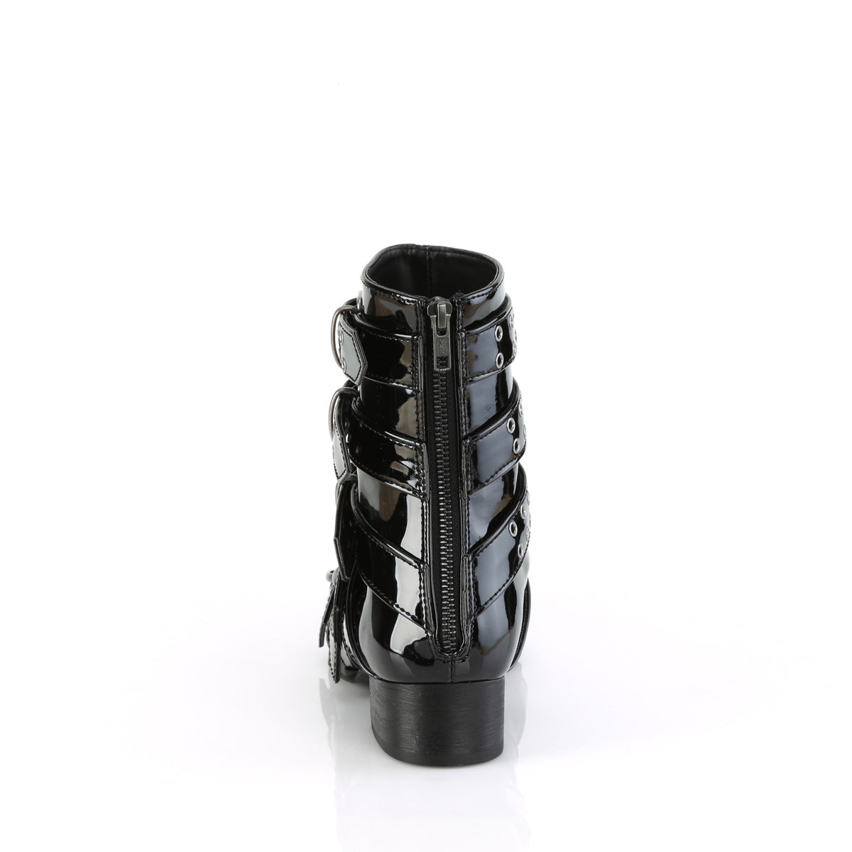 1 1/2" Block Heel Pointed Toe Calf High Boot, Back Zip (Demonia WAR70/B)