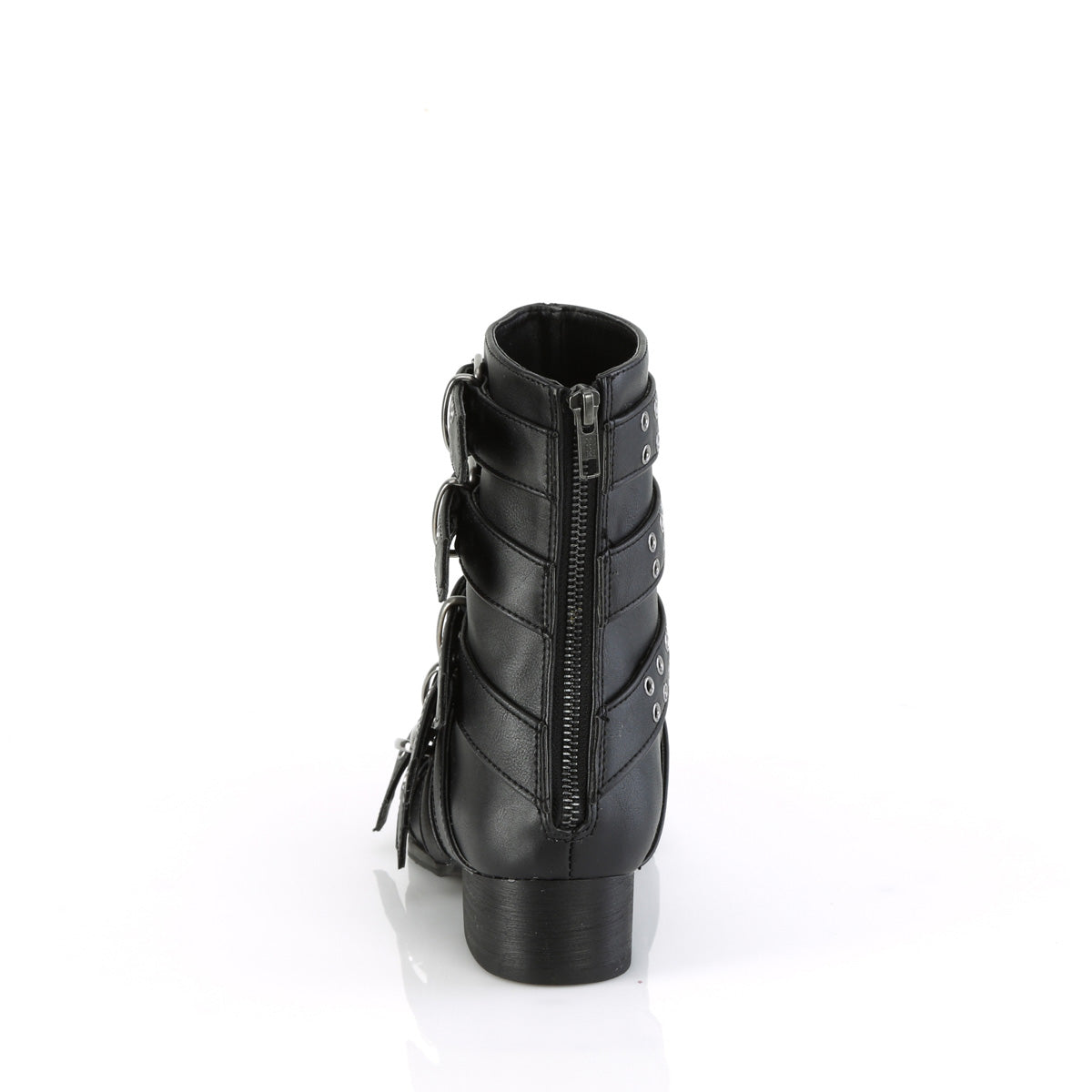 1 1/2" Block Heel Pointed Toe Calf High Boot, Back Zip (Demonia WAR70/B)