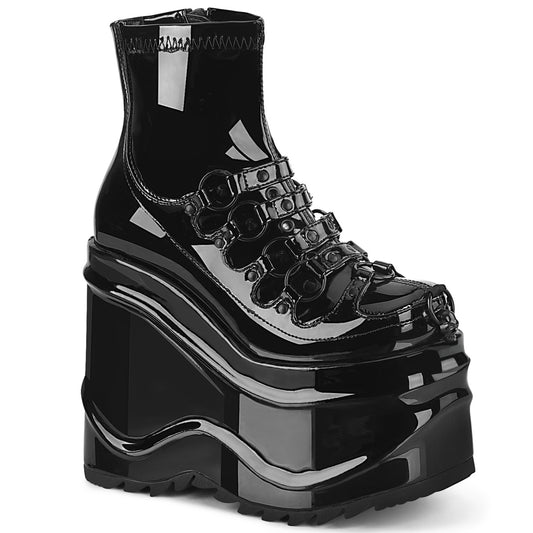 **6" Wedge PF Stretch Ankle Boot, Inside Zip (Demonia WAVE110/B)