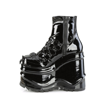 **6" Wedge PF Stretch Ankle Boot, Inside Zip (Demonia WAVE110/B)