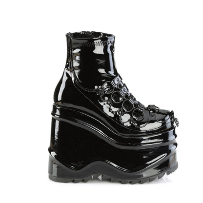 **6" Wedge PF Stretch Ankle Boot, Inside Zip (Demonia WAVE110/B)