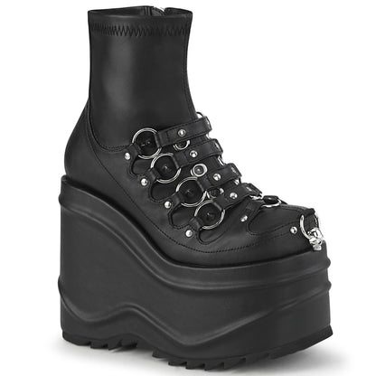 **6" Wedge PF Stretch Ankle Boot, Inside Zip (Demonia WAVE110/B)
