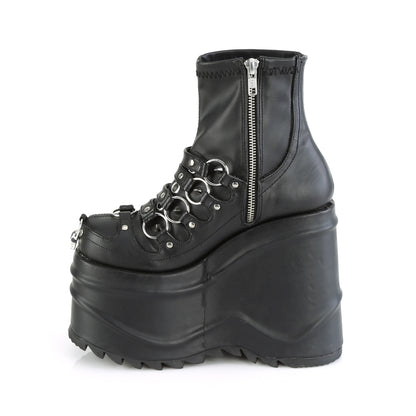**6" Wedge PF Stretch Ankle Boot, Inside Zip (Demonia WAVE110/B)