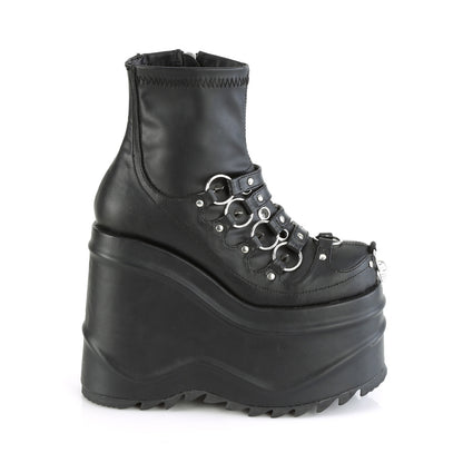 **6" Wedge PF Stretch Ankle Boot, Inside Zip (Demonia WAVE110/B)