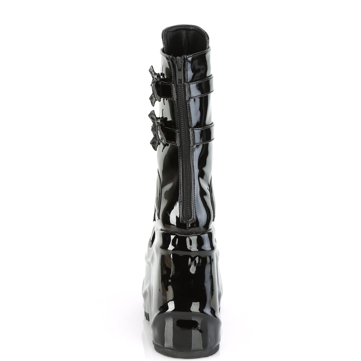 **6" Wedge PF Lace-Up Mid-Calf Boot, Back Metal Zip (Demonia WAVE150/B)