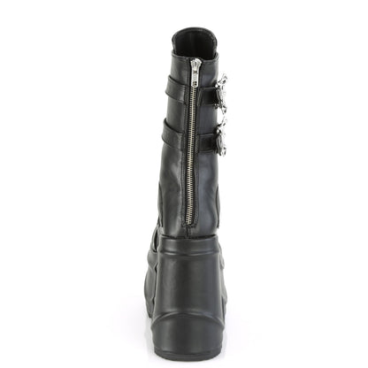 **6" Wedge PF Lace-Up Mid-Calf Boot, Back Metal Zip (Demonia WAVE150/B)