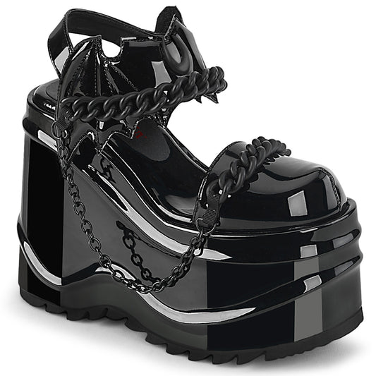 *6" Wedge PF Close Toe Ankle Strap Sandal (Demonia WAVE20/B)