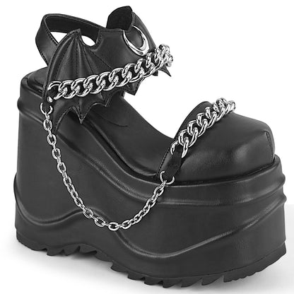 *6" Wedge PF Close Toe Ankle Strap Sandal (Demonia WAVE20/B)