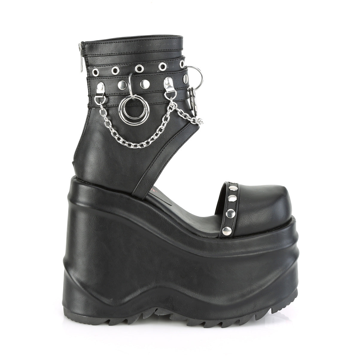 *6" (152mm) Wedge PF Bootie Sandal, Back Zip (Demonia WAVE22/BVL)