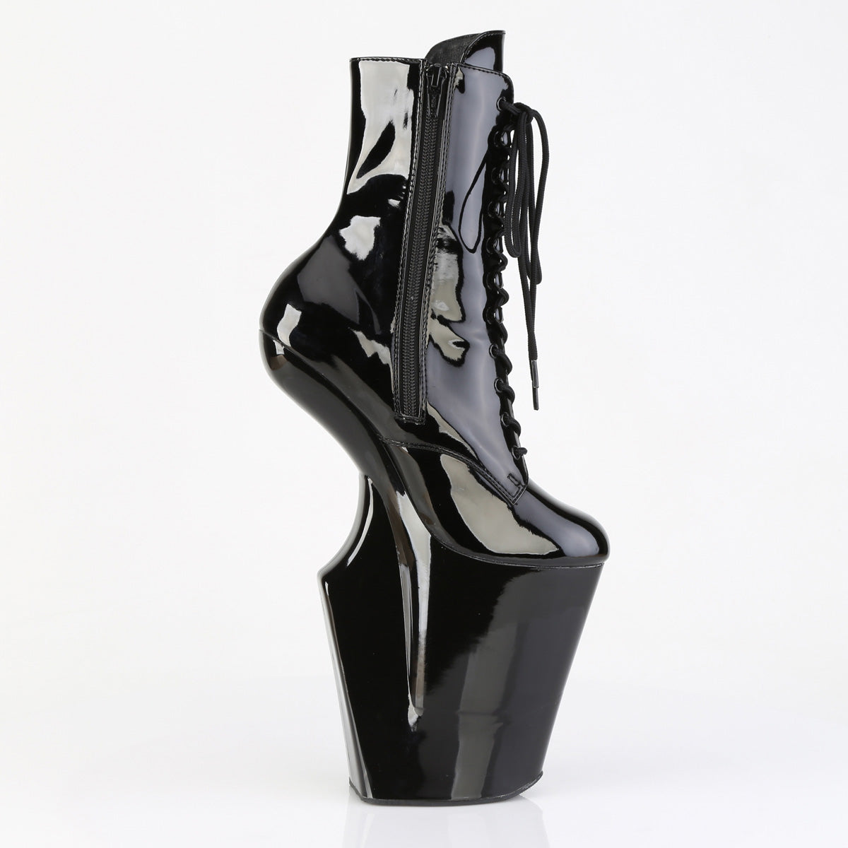 10" Heelless, 4 3/4" PF Lace-Up Front Ankle Boot, Inside Zip (Pleaser WOR1020/B/M)