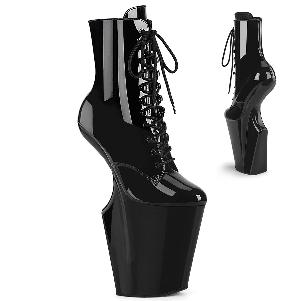 10" Heelless, 4 3/4" PF Lace-Up Front Ankle Boot, Inside Zip (Pleaser WOR1020/B/M)