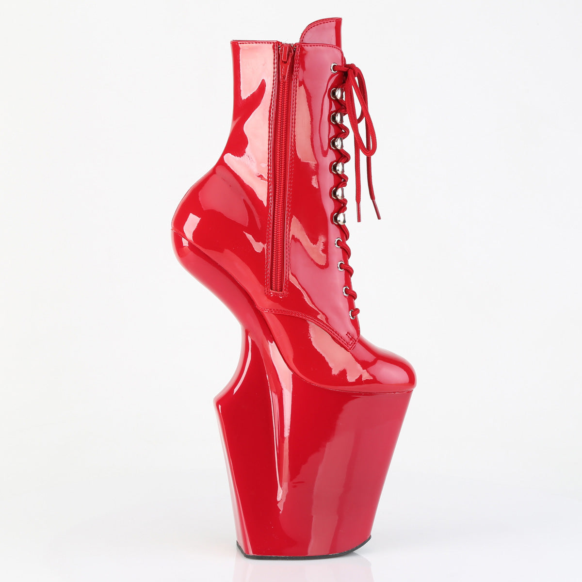 10" Heelless, 4 3/4" PF Lace-Up Front Ankle Boot, Inside Zip (Pleaser WOR1020/B/M)