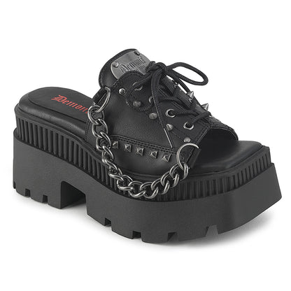 3 1/4" Chunky Heel, 2" Square-Toe PF Slide Sandal (Demonia WRA03/BVL)