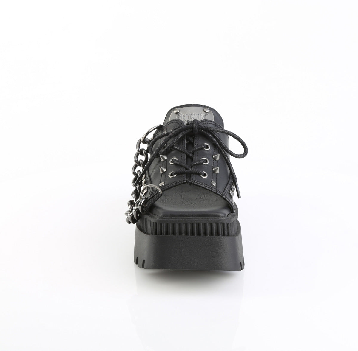 3 1/4" Chunky Heel, 2" Square-Toe PF Slide Sandal (Demonia WRA03/BVL)